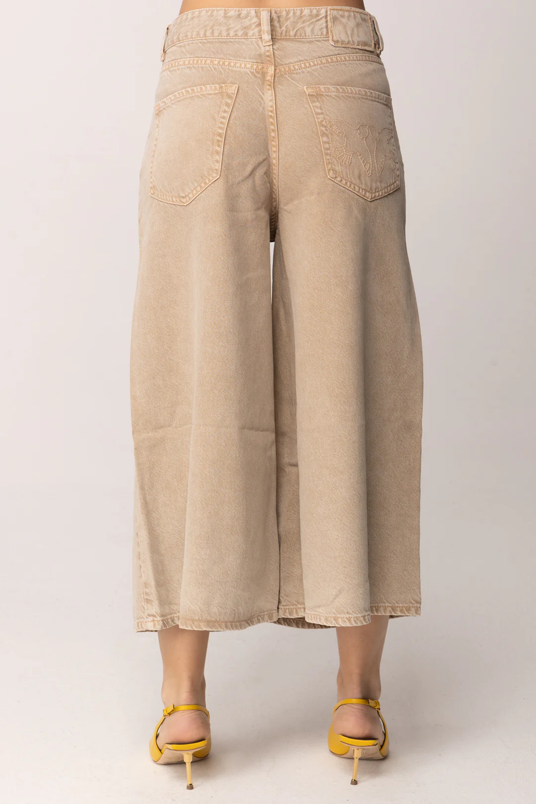 Bermuda in tela denim 104646A2H6 C88 PINKO Beige-macrocistide 
