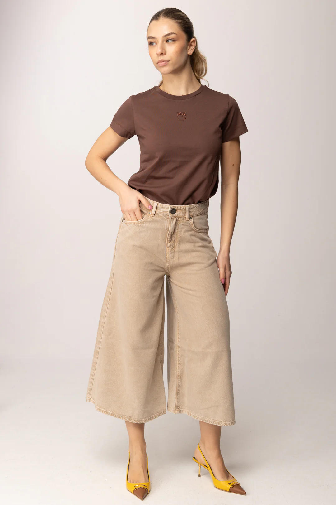 Bermuda in tela denim 104646A2H6 C88 PINKO Beige-macrocistide 