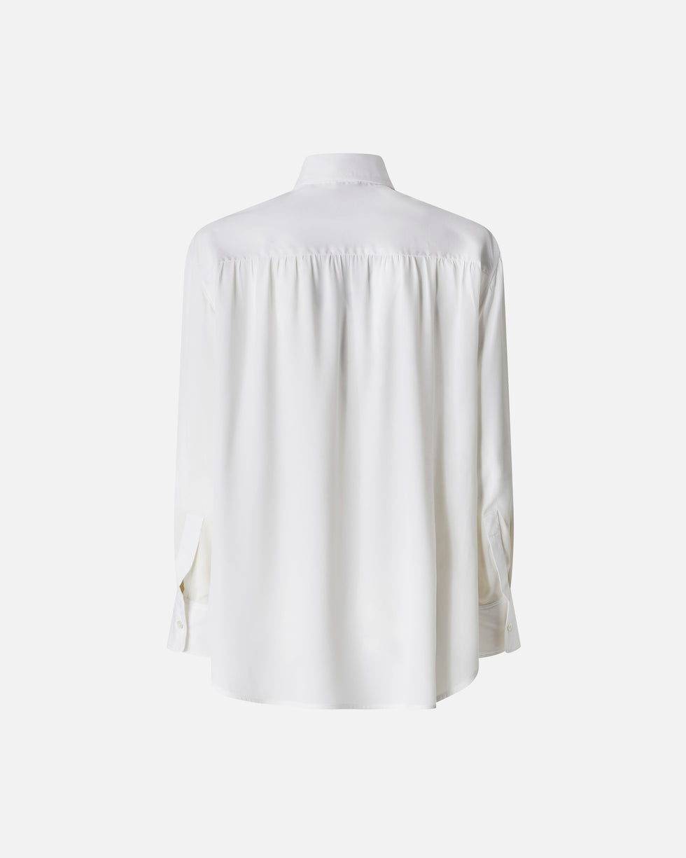 Camicia in popeline e crêpe 105434A2TG Z05 PINKO Bianco-biancaneve 