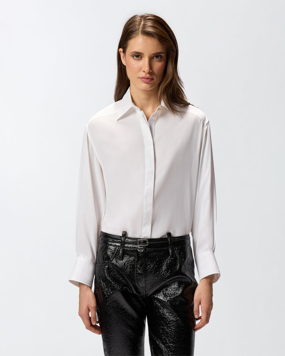 Camicia in popeline e crêpe 105434A2TG Z05 PINKO Bianco-biancaneve 