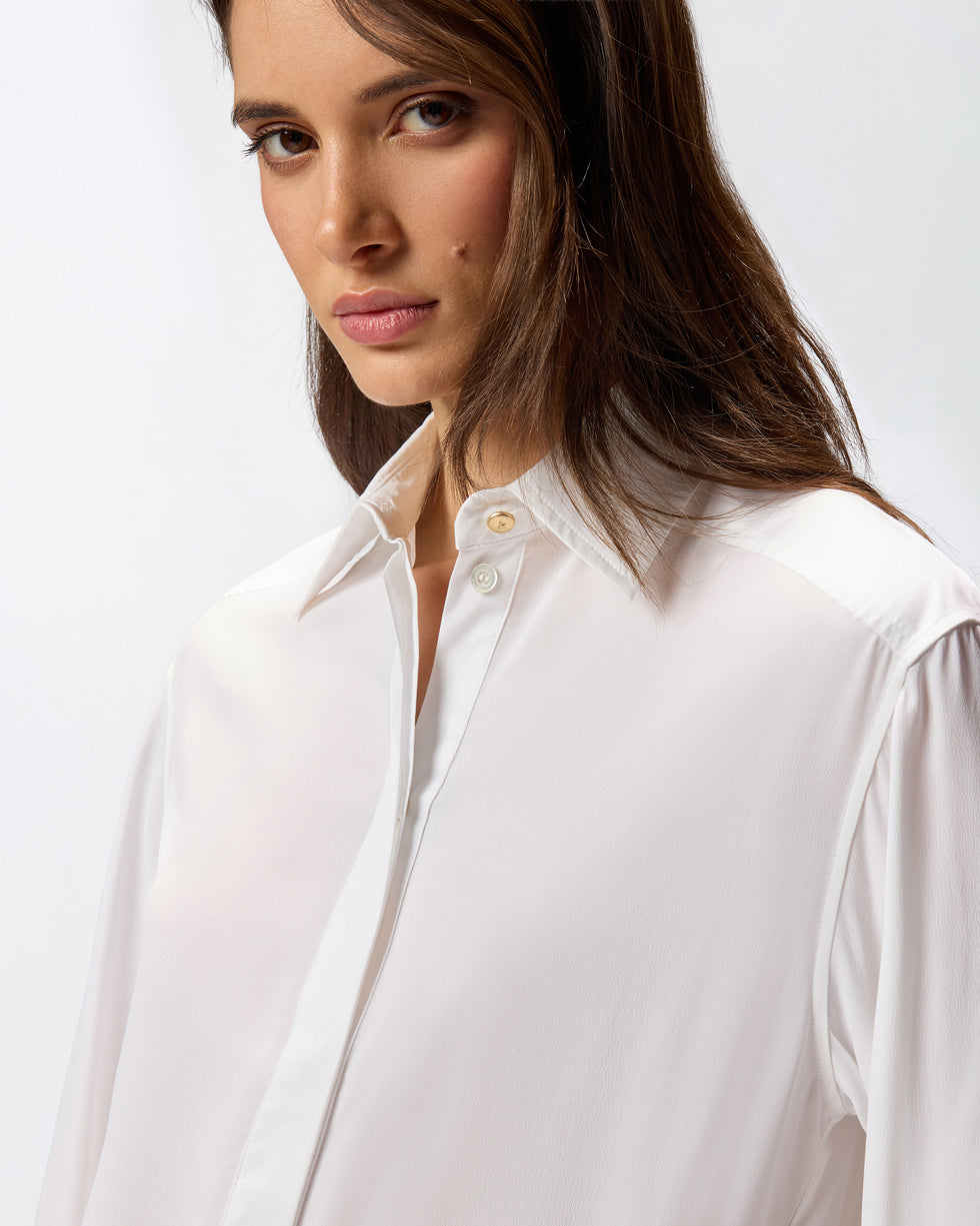 Camicia in popeline e crêpe 105434A2TG Z05 PINKO Bianco-biancaneve 