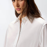 Camicia in popeline e crêpe 105434A2TG Z05 PINKO Bianco-biancaneve 