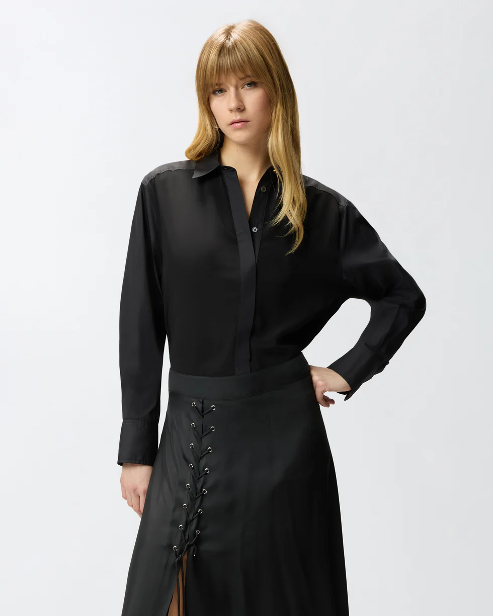 Camicia in popeline e crêpe 105434A2TG Z99 PINKO Nero 