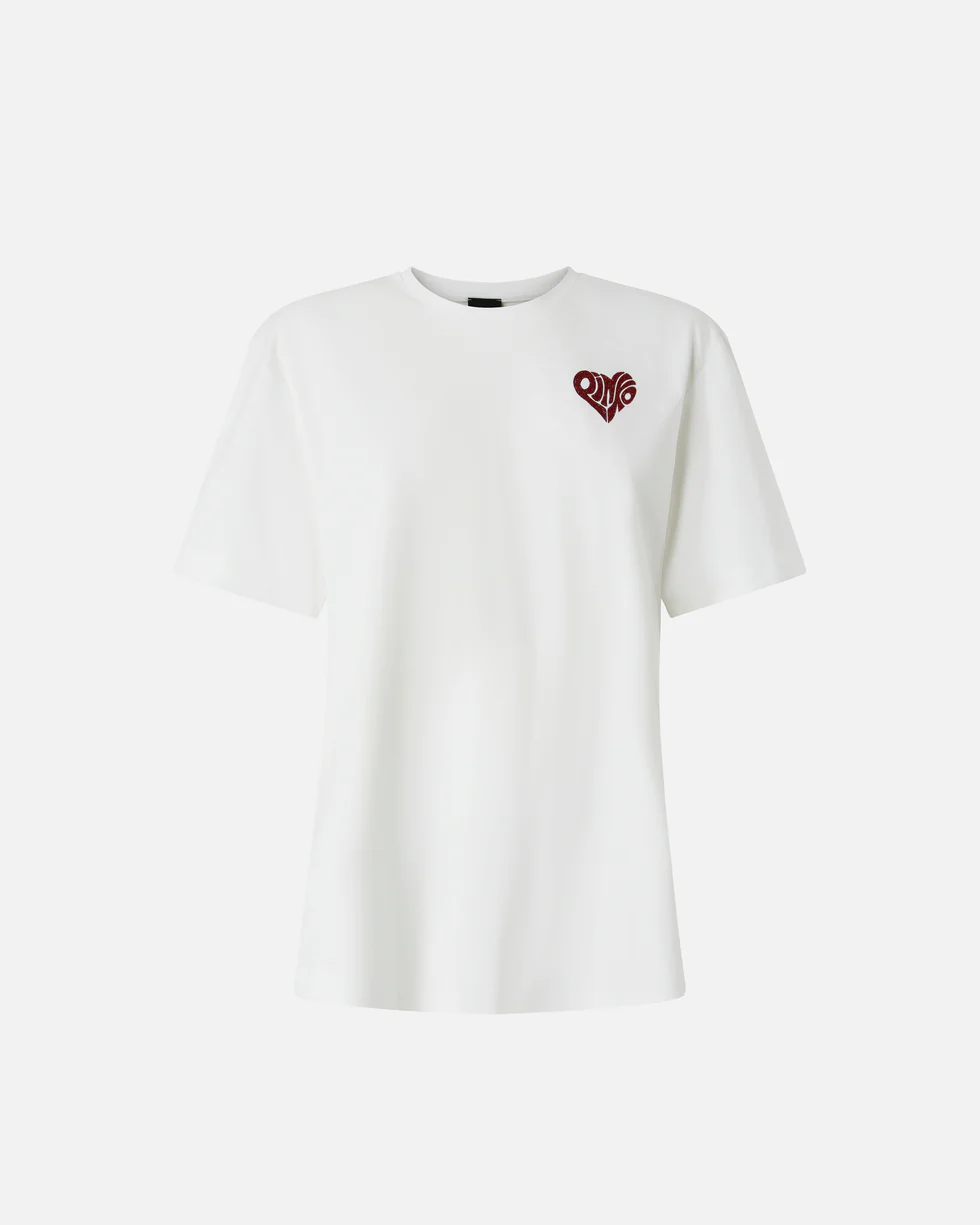 T-Shirt manica corta 105526A33I ZR2 PINKO Bianco/rosso 