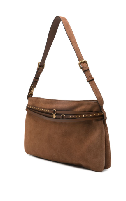 Borsa a spalla in suede 105903A0F6 L17Q PINKO Marrone-leone-antique gold 