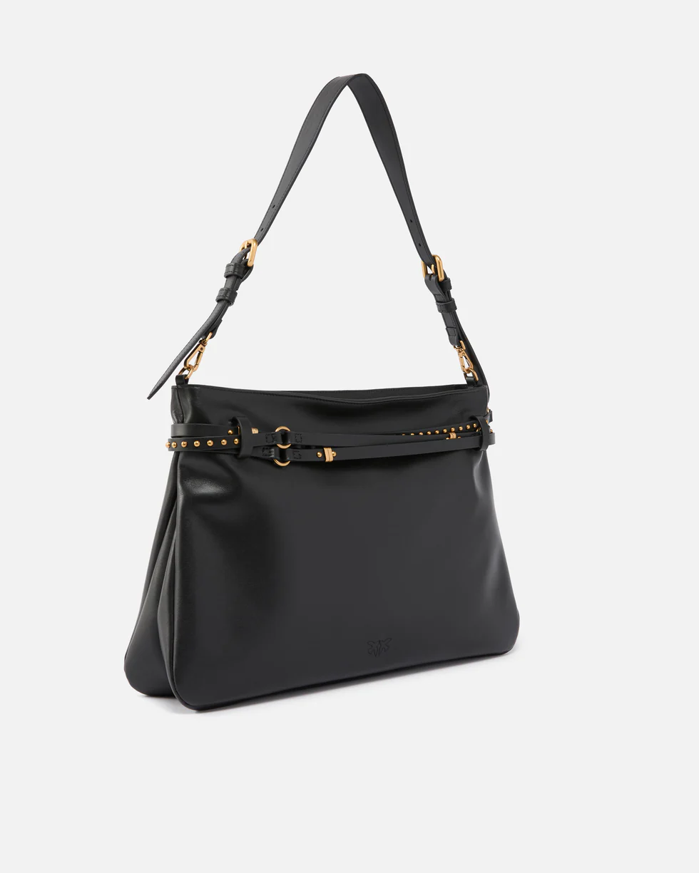 Borsa a spalla grande in pelle 105903A0QO Z99Q PINKO Nero-antique gold 