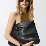 Borsa a spalla grande in pelle 105903A0QO Z99Q PINKO Nero-antique gold 