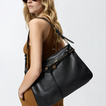 Borsa a spalla grande in pelle 105903A0QO Z99Q PINKO Nero-antique gold 