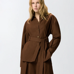 Giacca in cotone con cintura 106153A2ER L78 PINKO Marrone terra x piante 