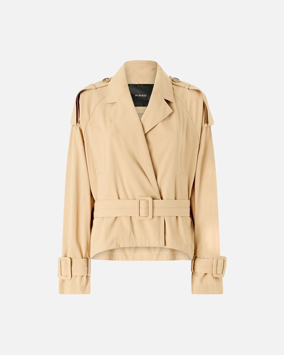 Trench corto in cotone con cintura 106165A2ER D41 PINKO Beige chantilly 