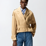 Trench corto in cotone con cintura 106165A2ER D41 PINKO Beige chantilly 