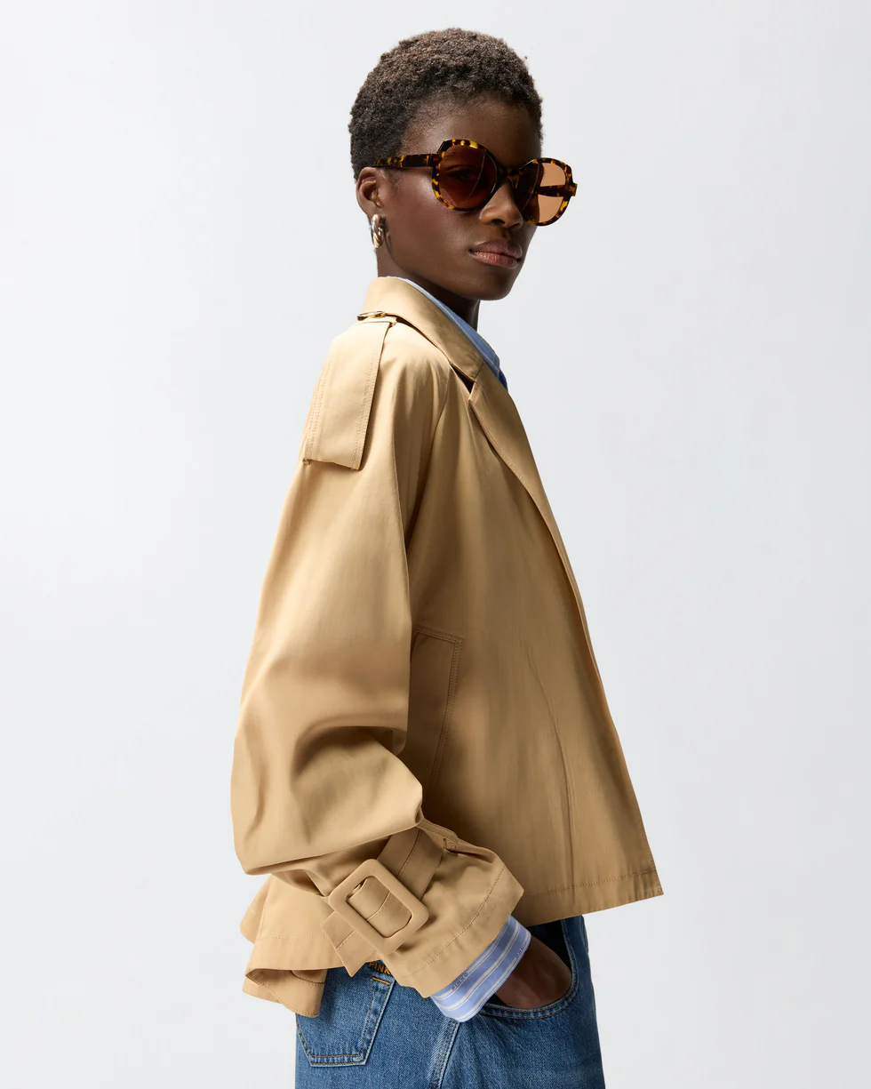 Trench corto in cotone con cintura 106165A2ER D41 PINKO Beige chantilly 