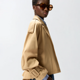 Trench corto in cotone con cintura 106165A2ER D41 PINKO Beige chantilly 