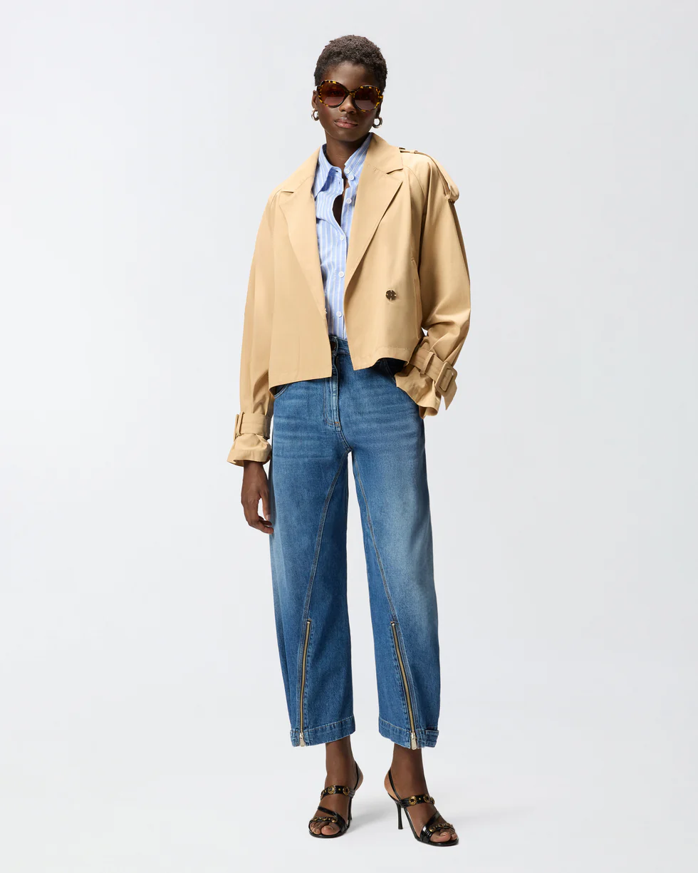 Trench corto in cotone con cintura 106165A2ER D41 PINKO Beige chantilly 