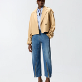 Trench corto in cotone con cintura 106165A2ER D41 PINKO Beige chantilly 