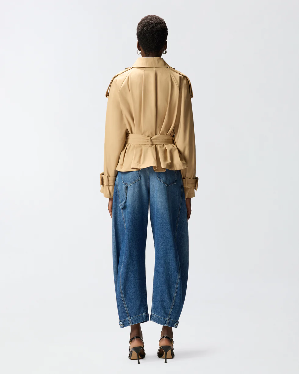 Trench corto in cotone con cintura 106165A2ER D41 PINKO Beige chantilly 