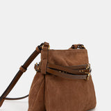Borsa a spalla media in suede 106176A0F6 L17Q PINKO Marrone-leone-antique gold 