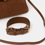 Borsa a spalla media in suede 106176A0F6 L17Q PINKO Marrone-leone-antique gold 