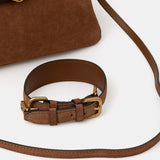 Borsa a spalla media in suede 106176A0F6 L17Q PINKO Marrone-leone-antique gold 