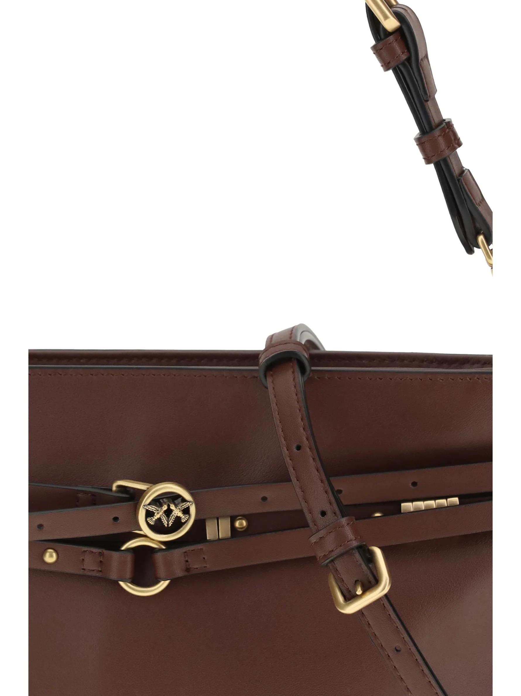 Borsa a spalla in pelle 106176A0QO R49Q PINKO Burgundy wine antigue gold 