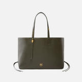 Borsa shopper media in pelle 106184A0QO K35Q PINKO Verde fango-antique gold 