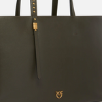 Borsa shopper media in pelle 106184A0QO K35Q PINKO Verde fango-antique gold 