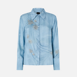 Camicia fluida con stampa gioiello piazzata 106211A37N F15 PINKO Azzurro-denim sbiadito 