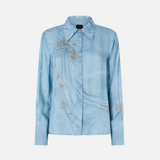 Camicia fluida con stampa gioiello piazzata 106211A37N F15 PINKO Azzurro-denim sbiadito 