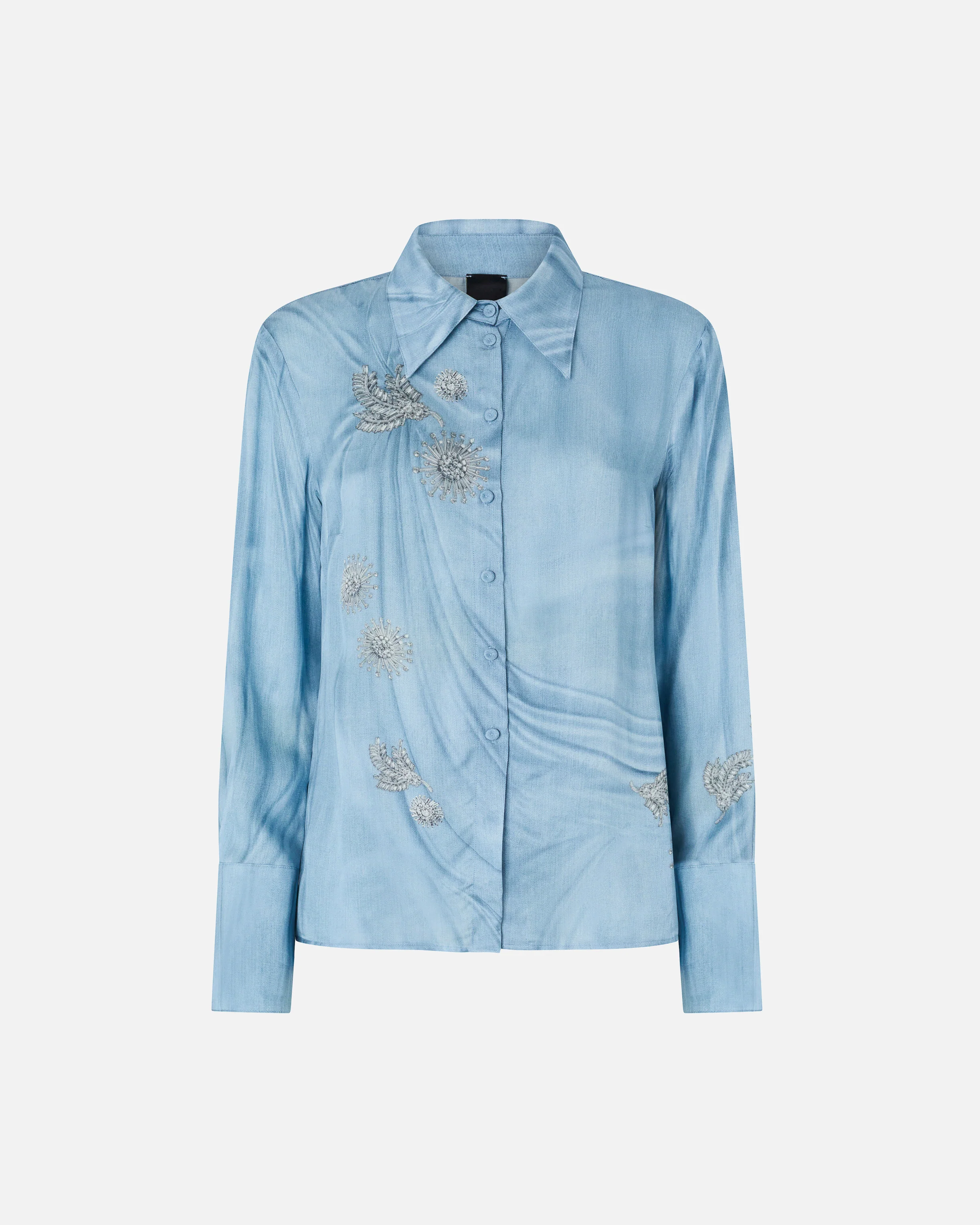 Camicia fluida con stampa gioiello piazzata 106211A37N F15 PINKO Azzurro-denim sbiadito 