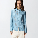 Camicia fluida con stampa gioiello piazzata 106211A37N F15 PINKO Azzurro-denim sbiadito 