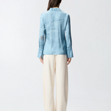 Camicia fluida con stampa gioiello piazzata 106211A37N F15 PINKO Azzurro-denim sbiadito 