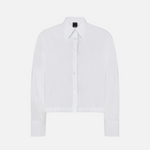 Camicia cropped in cotone con logo 106249A32L Z04 PINKO Bianco brill. 