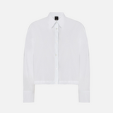 Camicia cropped in cotone con logo 106249A32L Z04 PINKO Bianco brill. 