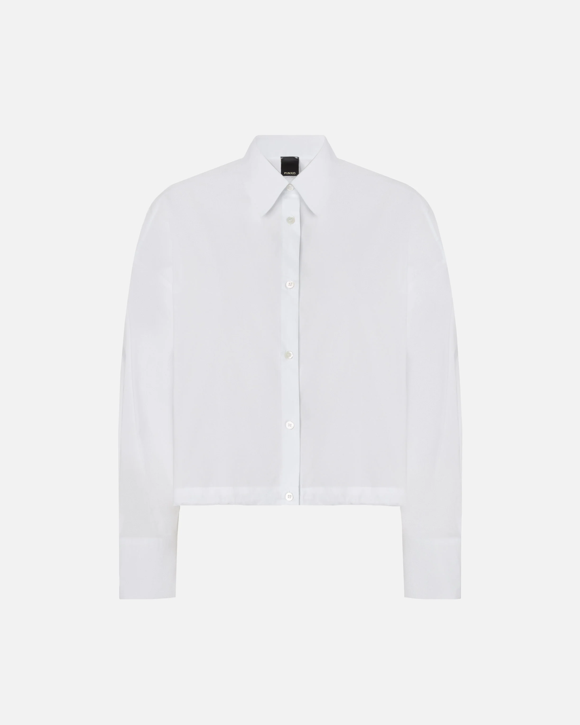 Camicia cropped in cotone con logo 106249A32L Z04 PINKO Bianco brill. 