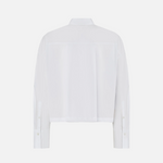 Camicia cropped in cotone con logo 106249A32L Z04 PINKO Bianco brill. 