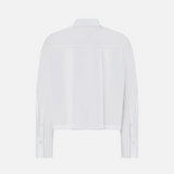 Camicia cropped in cotone con logo 106249A32L Z04 PINKO Bianco brill. 