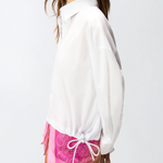 Camicia cropped in cotone con logo 106249A32L Z04 PINKO Bianco brill. 