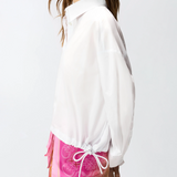 Camicia cropped in cotone con logo 106249A32L Z04 PINKO Bianco brill. 