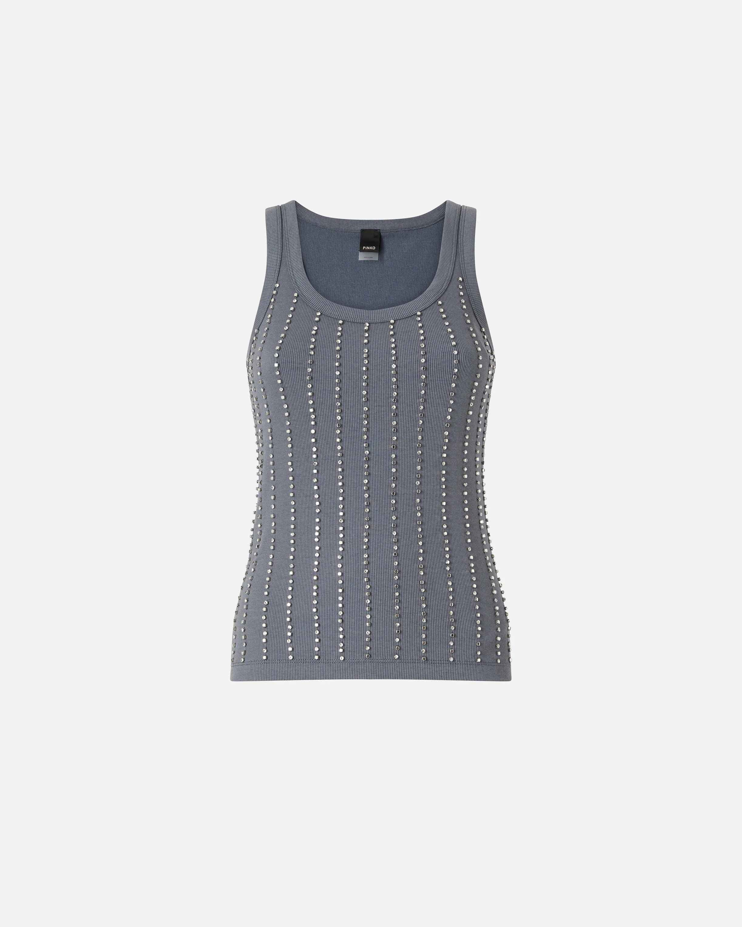 Top canotta con dettagli gioiello 106265A334 K05 PINKO Grigio asfalto 