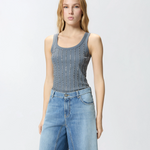 Top canotta con dettagli gioiello 106265A334 K05 PINKO Grigio asfalto 