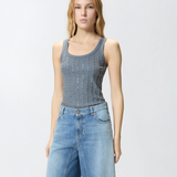 Top canotta con dettagli gioiello 106265A334 K05 PINKO Grigio asfalto 