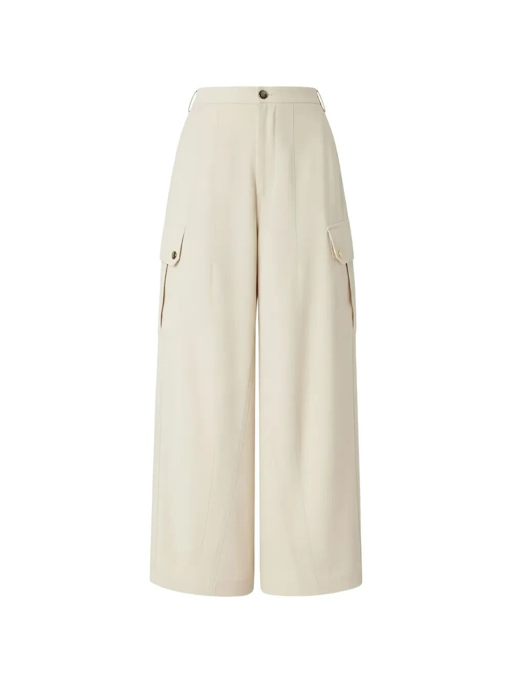 Pantaloni fluidi in cotone 106278A2ER C03 PINKO Beige g. maroso 