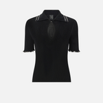 Maglia a costine con bordi gioiello 106287A343 Z99 PINKO Nero 