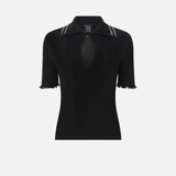 Maglia a costine con bordi gioiello 106287A343 Z99 PINKO Nero 