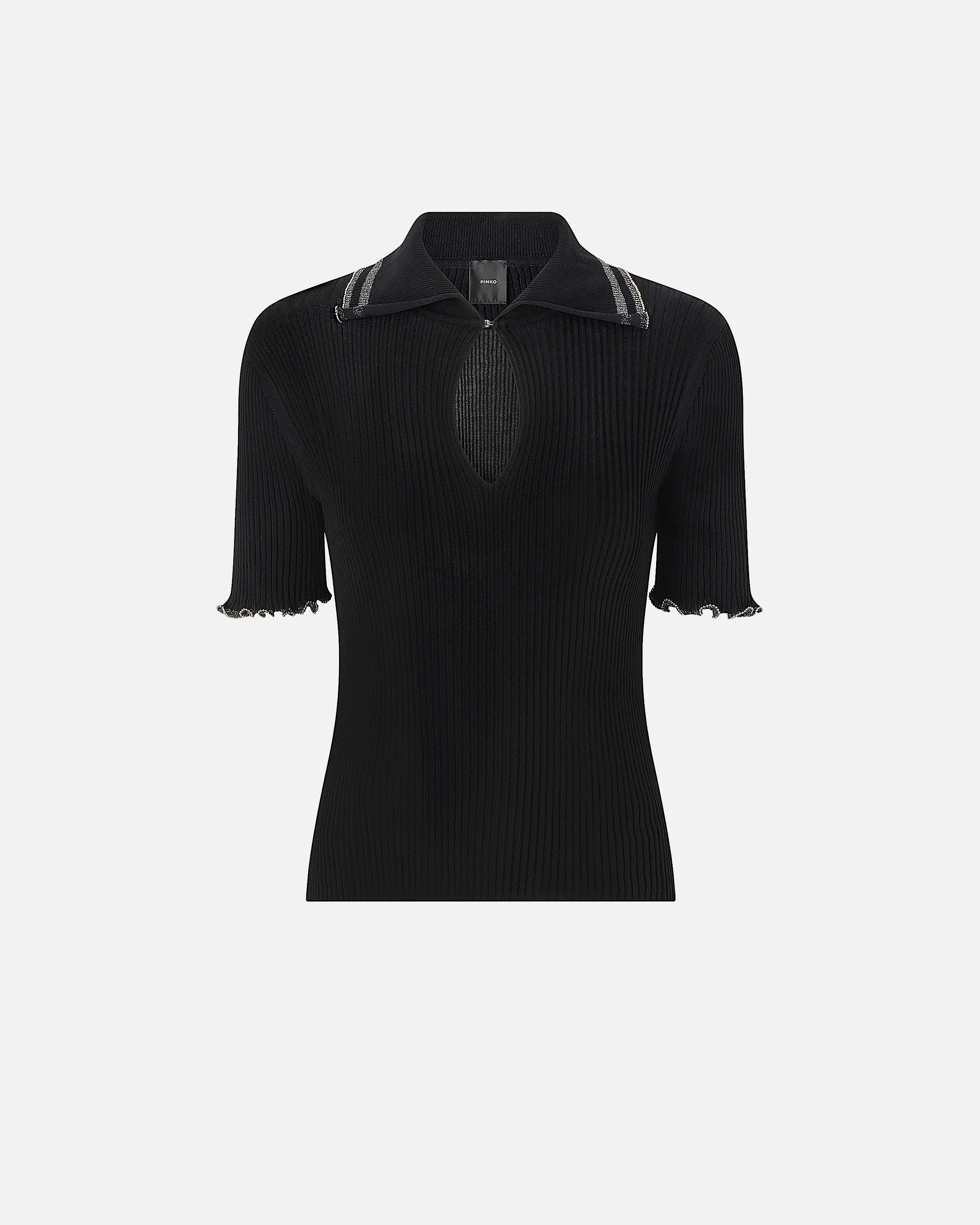 Maglia a costine con bordi gioiello 106287A343 Z99 PINKO Nero 