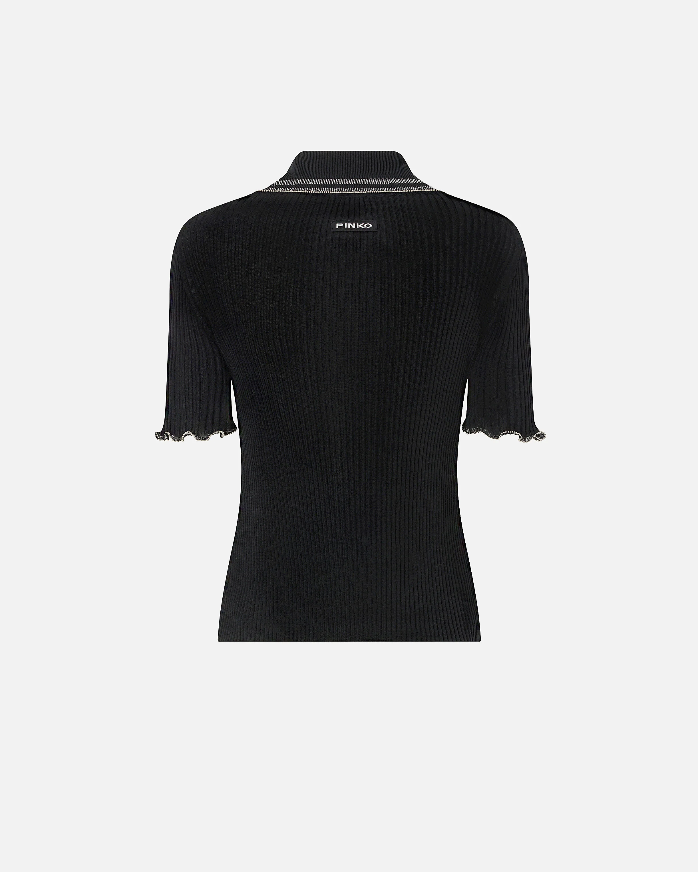 Maglia a costine con bordi gioiello 106287A343 Z99 PINKO Nero 
