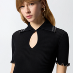 Maglia a costine con bordi gioiello 106287A343 Z99 PINKO Nero 