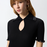 Maglia a costine con bordi gioiello 106287A343 Z99 PINKO Nero 
