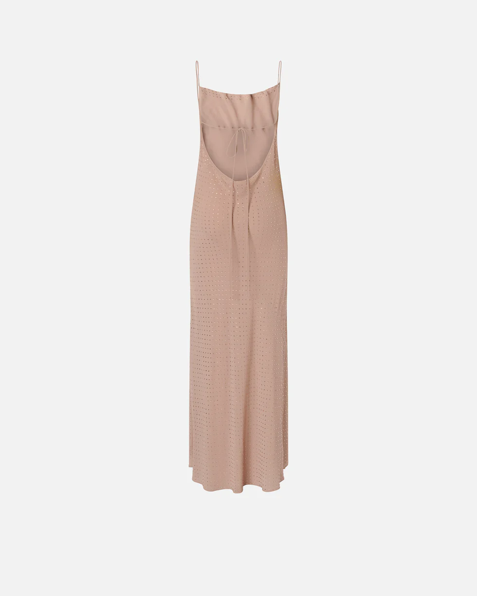 Abito slipdress lungo con strass 106299A32X Q24 PINKO Rosa sfinge 