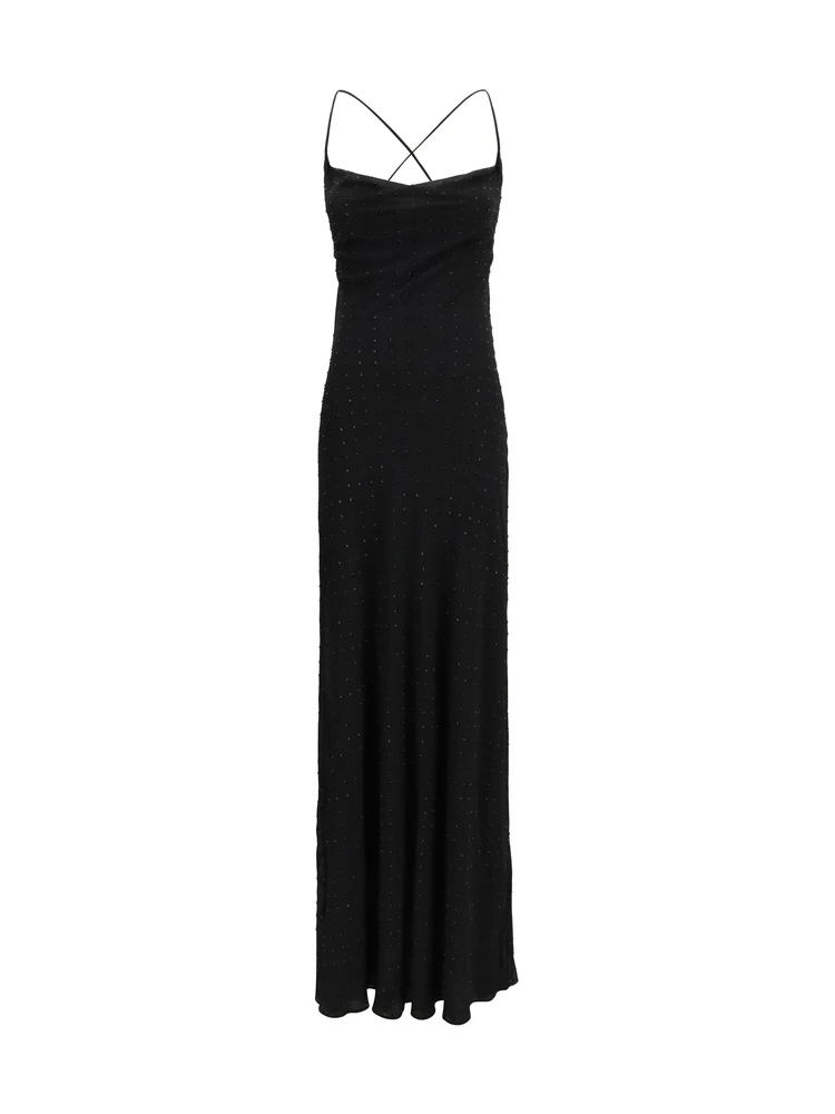 Abito slipdress lungo con strass 106299A32X Z99 PINKO Nero limousine 